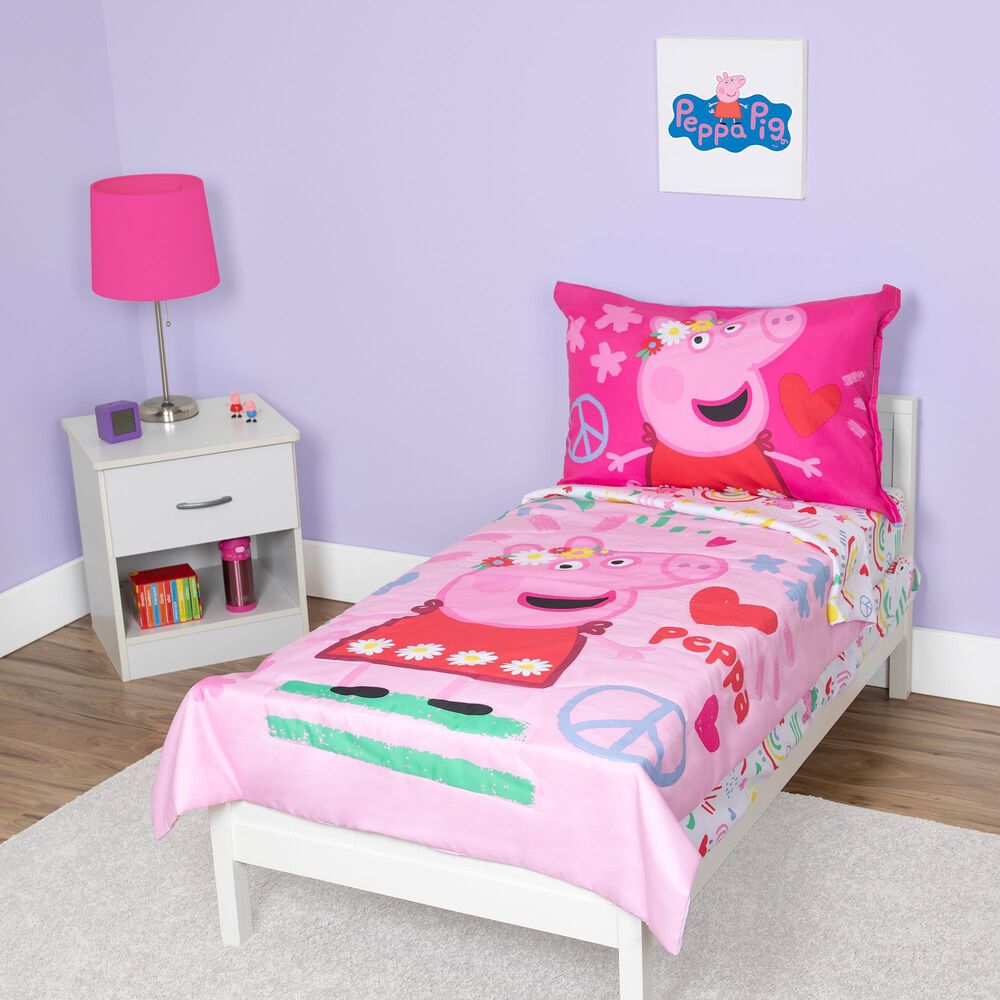 Nojo Baby and Kids Peppa Pig 4-Piece Toddler Bed Set in Pink, Red, Lavender, Yellow and Blue, , large