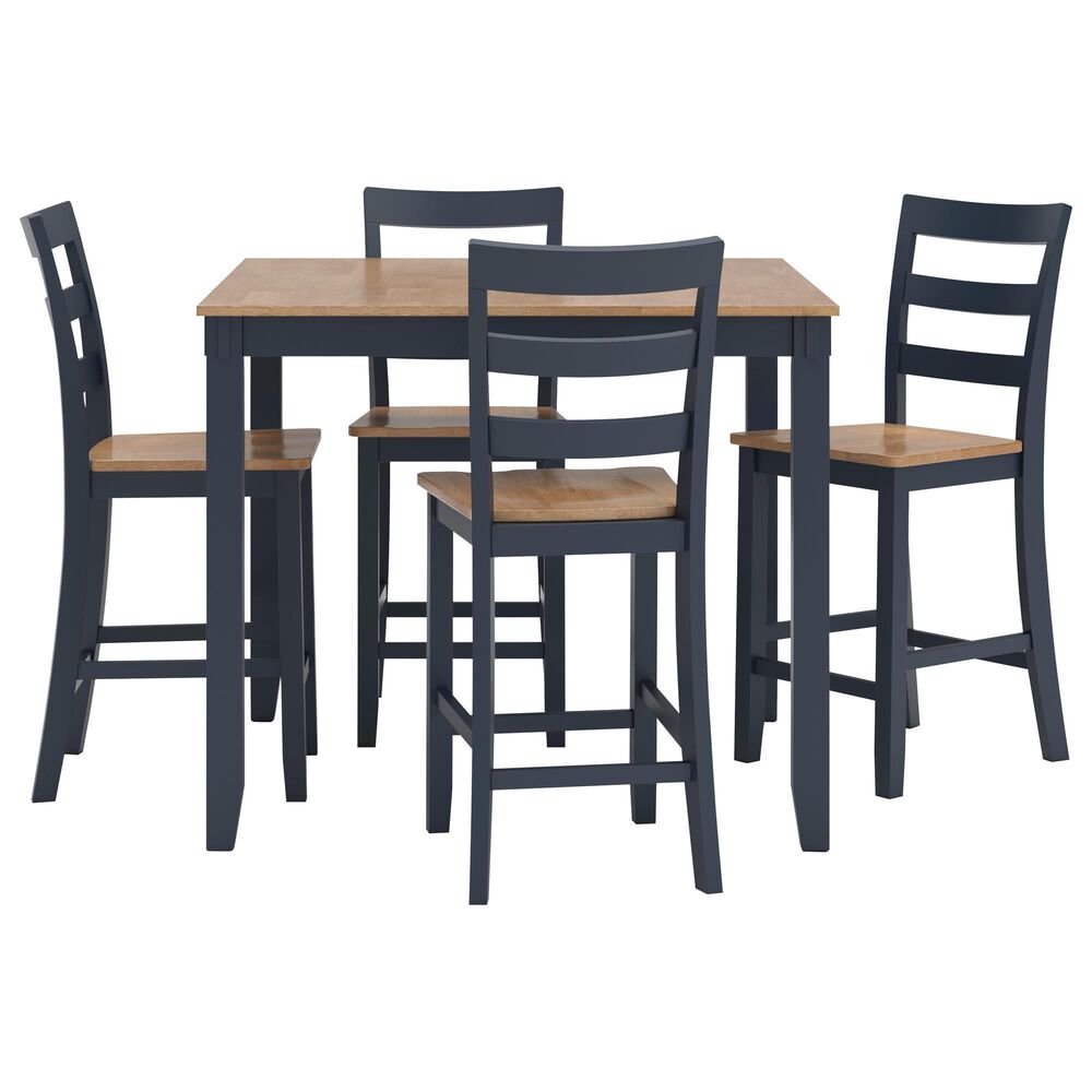 Ashley Gesthaven 5-Piece Counter Height Dining Set in Light Natural and Dark Slate Blue, , large