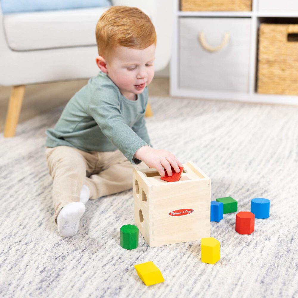Melissa &amp; Doug Shape Sorting Cube Wooden Toy, , large