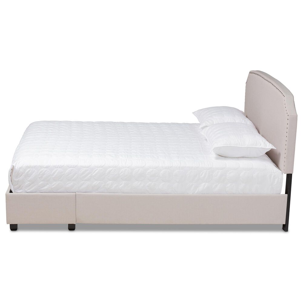 Baxton Studio Larese Queen Beige Fabric Upholstered Storage Bed with 2 Drawers in Black, , large