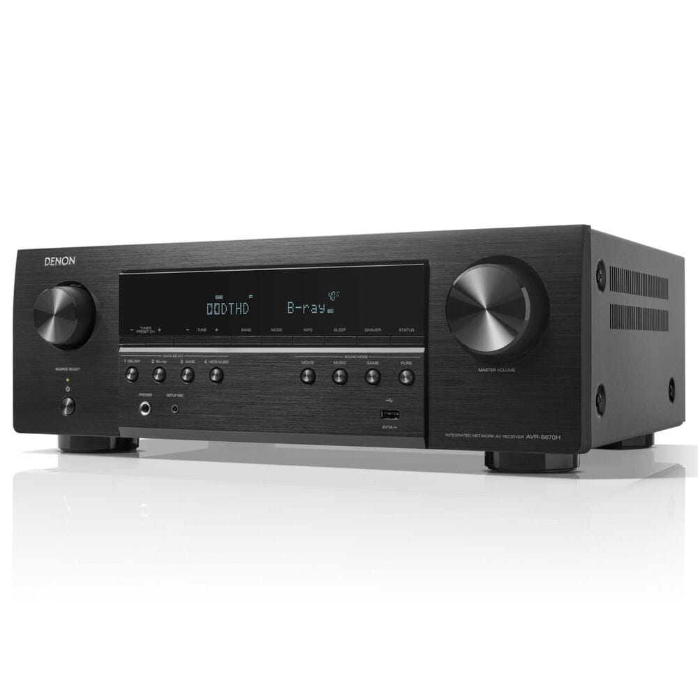 Polk 12&quot; Subwoofer + 6.5 Floorstanding Tower Speaker + 5.25 Center Channel Speaker + Denon 5.2 Channel AV 8K Receiver with HEOS Built-in in Black, , large