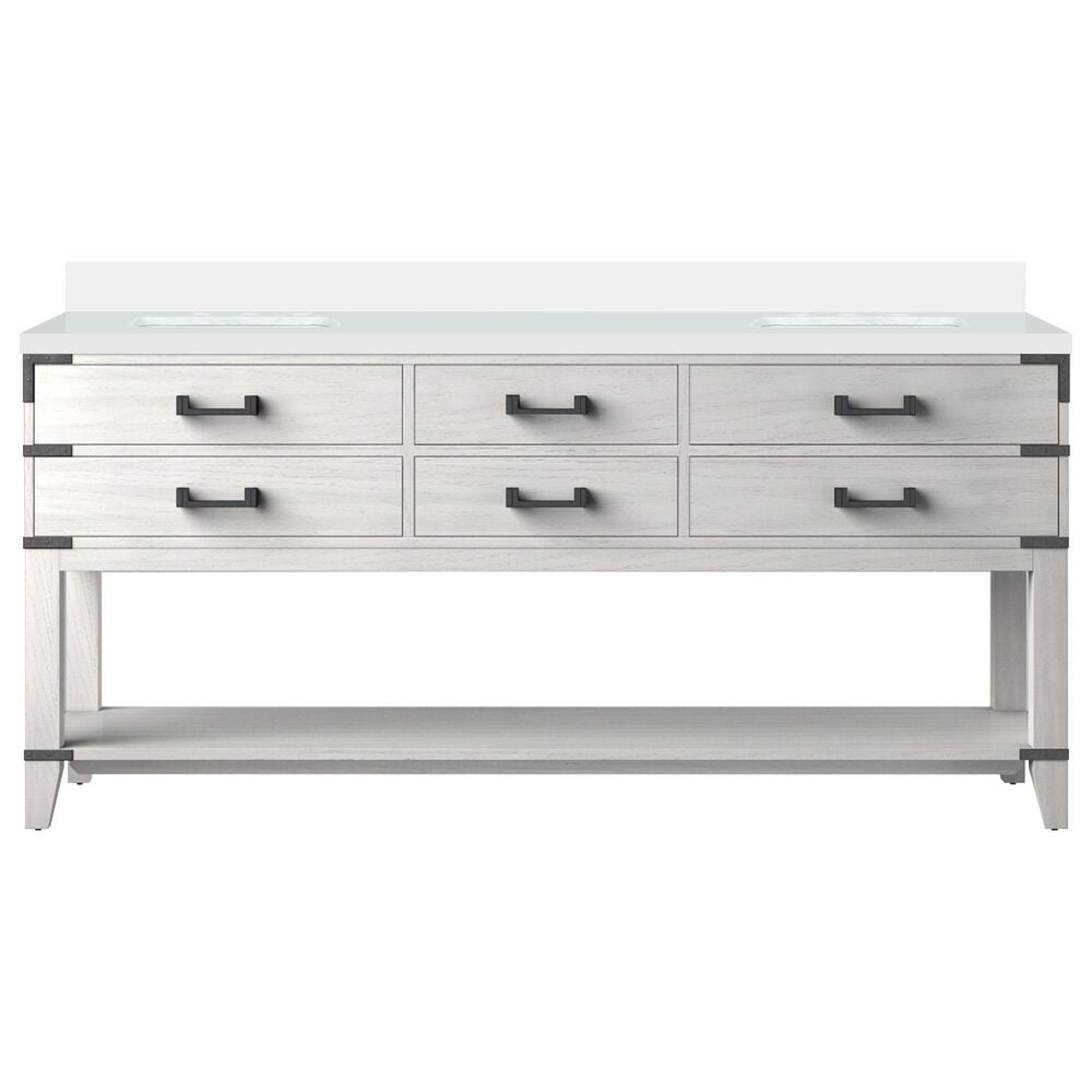 Lexora Home Norwalk 72&quot; Double Bathroom Vanity in White Oak with White Cultured Marble Top  and Rectangle Sink, , large