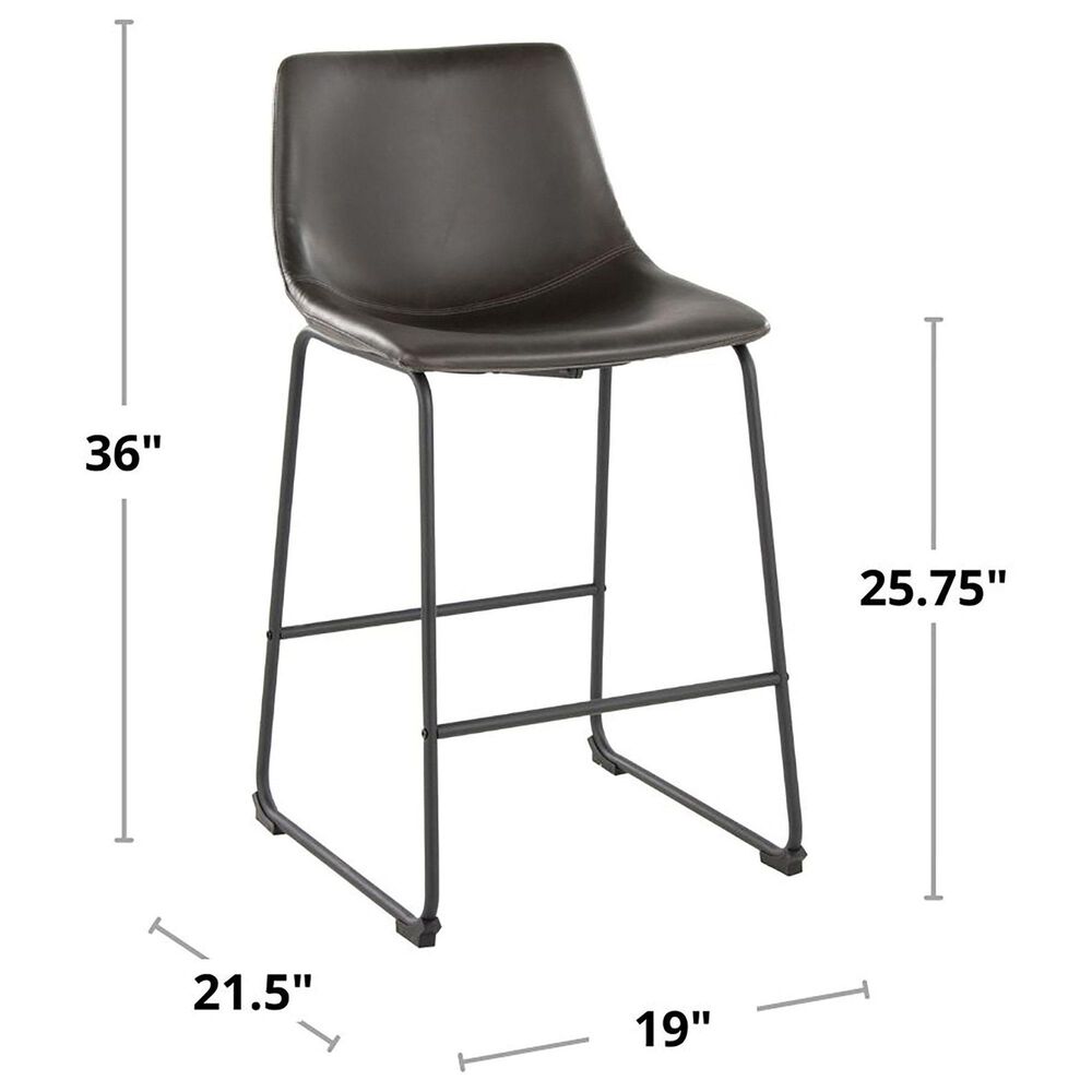 Lumisource Duke Fixed-Height Counter Stool with Grey Cushion in Black, , large