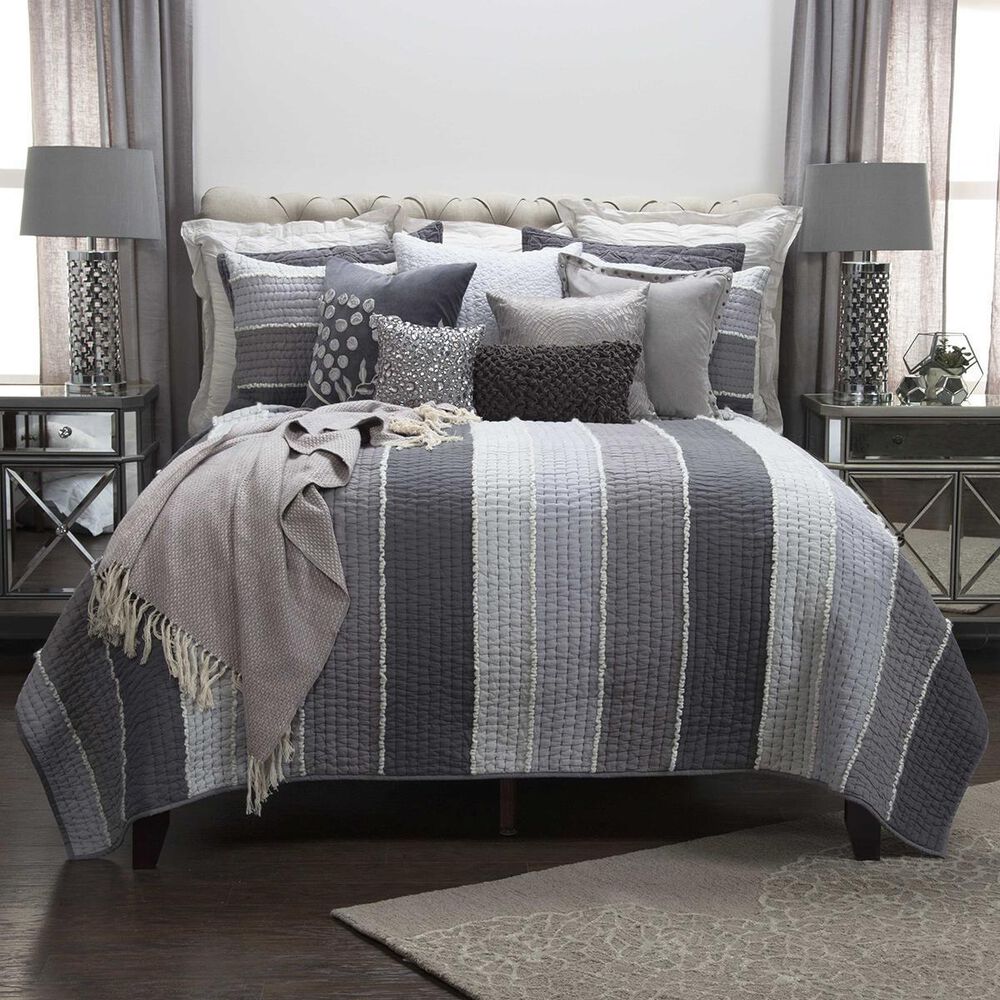 Rizzy Home Olivia Grace 106&quot; x 92&quot; Quilt in Gray, , large
