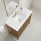 37B Fenwick 36" Single Bathroom Vanity in Kona with Glossy White Composite Stone Top and Backsplash, , large