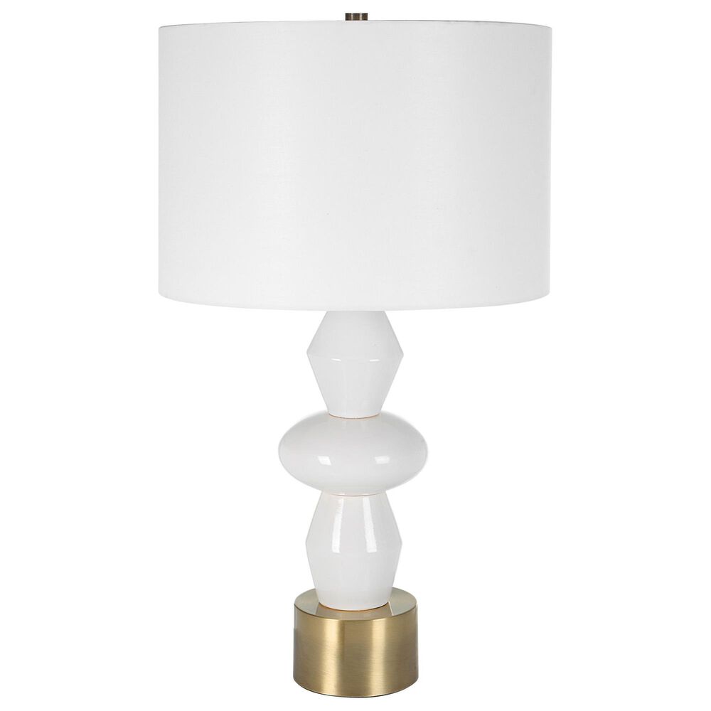 Uttermost Architect Table Lamp in White and Antique Brushed Brass, , large