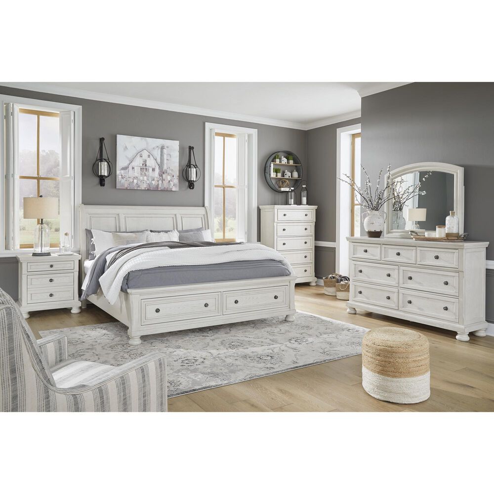 Ashley Robbinsdale King Sleigh Storage Bed in Antique White, , large