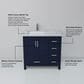 Lexora Home Jacques 36" Left Offset Single Bathroom Vanity in Navy Blue with 2 cm White Carrara Marble Top and Rectangular Sink, , large