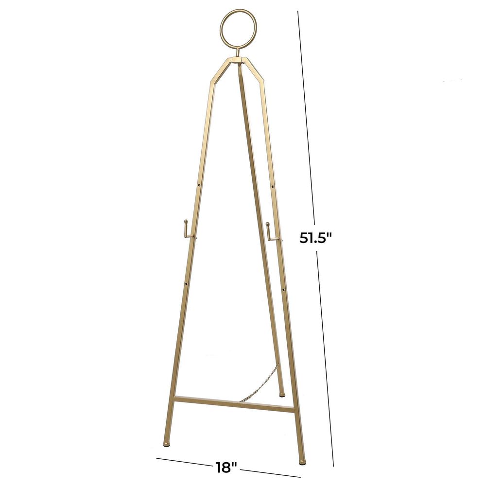 Maple and Jade 52&quot; Adjustable 3-Tier Display Easel with Circular Ring Top in Polished Gold, , large