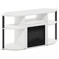 HOMLUX 47" Corner TV Stand with Electric Fireplace in White and Black, , large