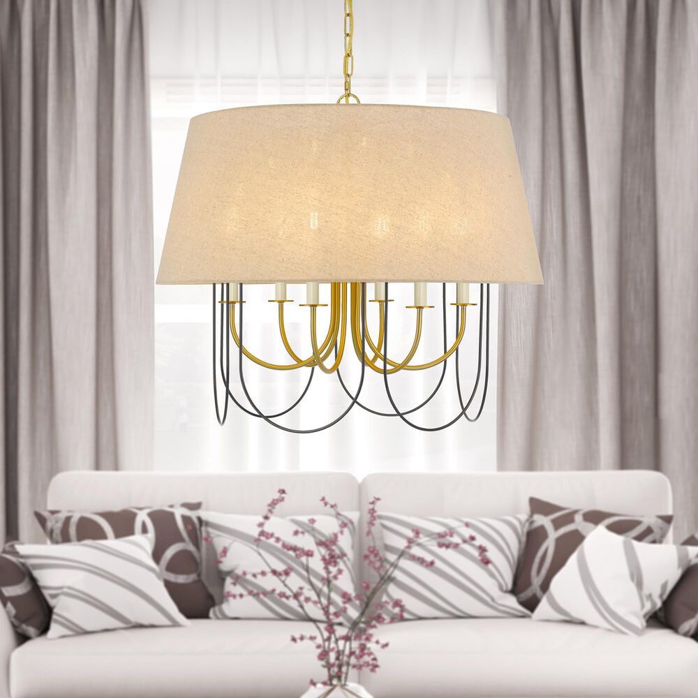 Cal Lighting Eupora 4-Light Chandelier in Antique Brass and Black, , large