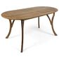 Hearth and Haven 70" Outdoor Oval Dining Table with Slatted Tabletop and Curved Y-Shaped Legs in Teak, , large