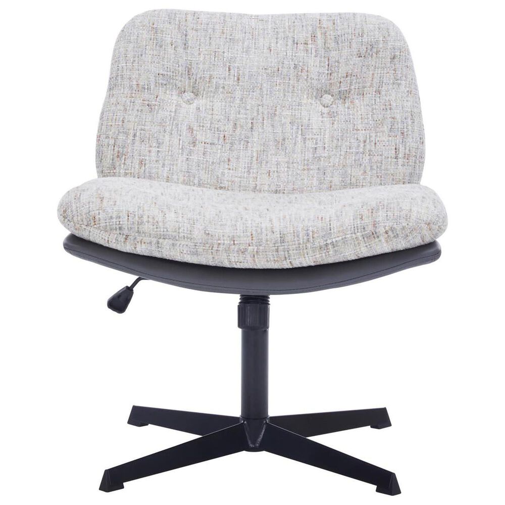 Impressions Vanity Alicia Vanity Chair with White Tweed Cushion in Black, , large