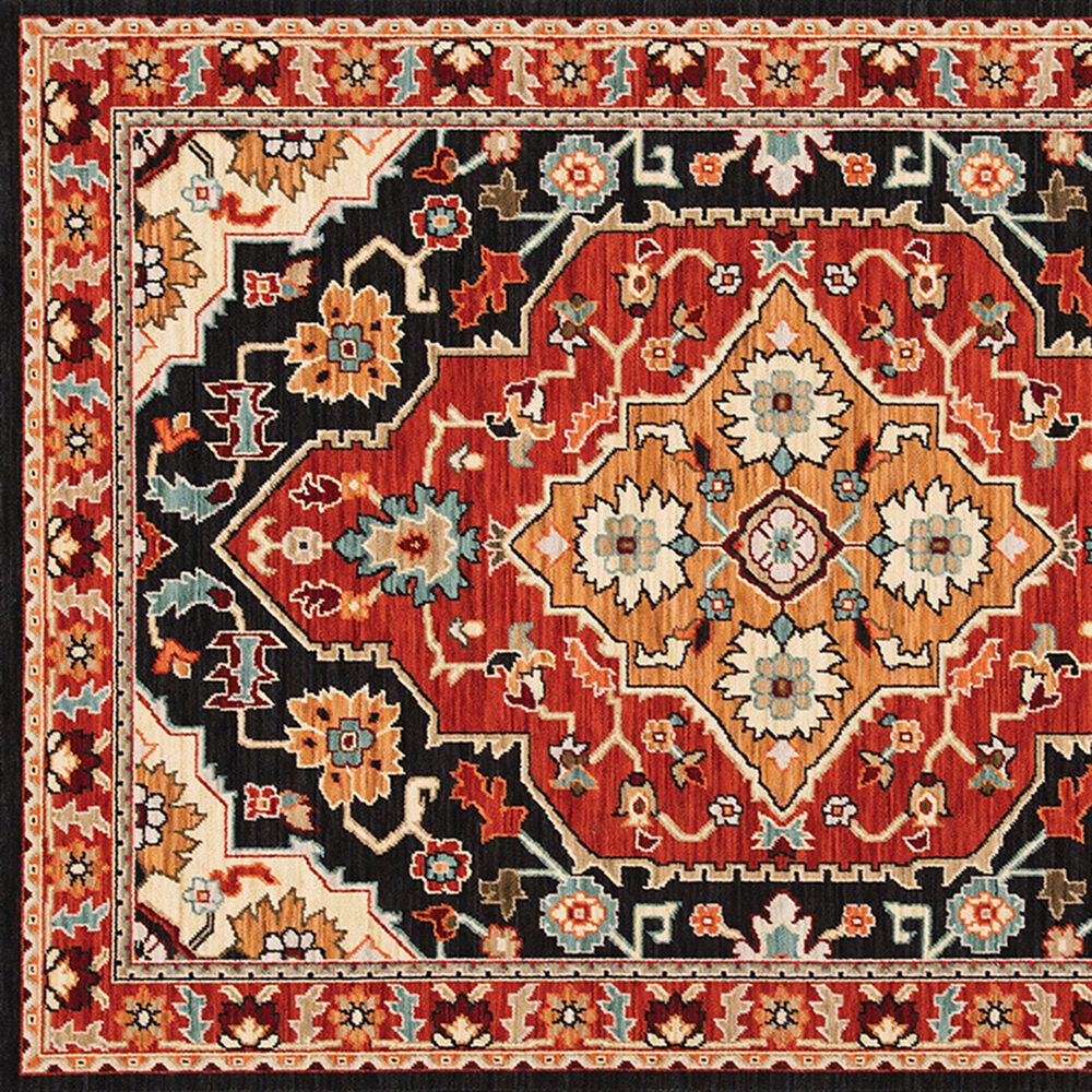 Oriental Weavers Lilihan Medallion 4929A 6&#39;7&quot; x 9&#39;6&quot; Black and Red Area Rug, , large