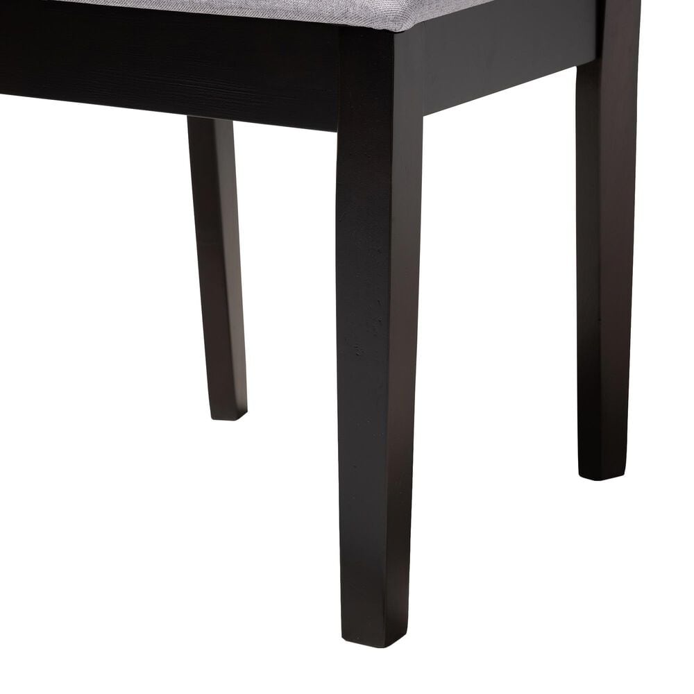 Baxton Studio Caron Side Chair with Gray Cushion in Espresso Brown (Set of 4), , large