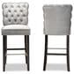 Baxton Studio Daphne Bar Stool with Dark Grey Velvet Cushion in Dark Brown (Set of 2), , large