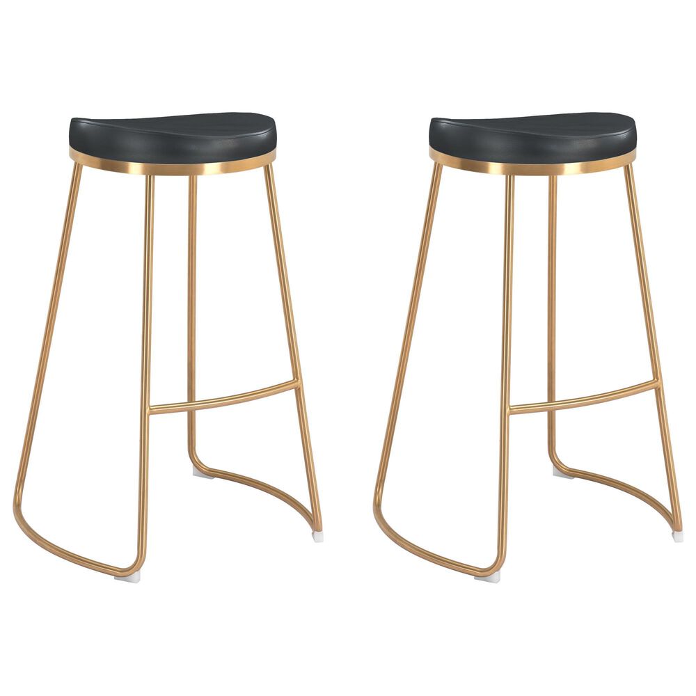 Zuo Modern Bree Barstool in Black/Gold (Set of 2), , large
