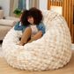 Jaxx Big Snuggler Luxe Faux Fur Floor Bean Bag Lounger in Phantom Cream, , large