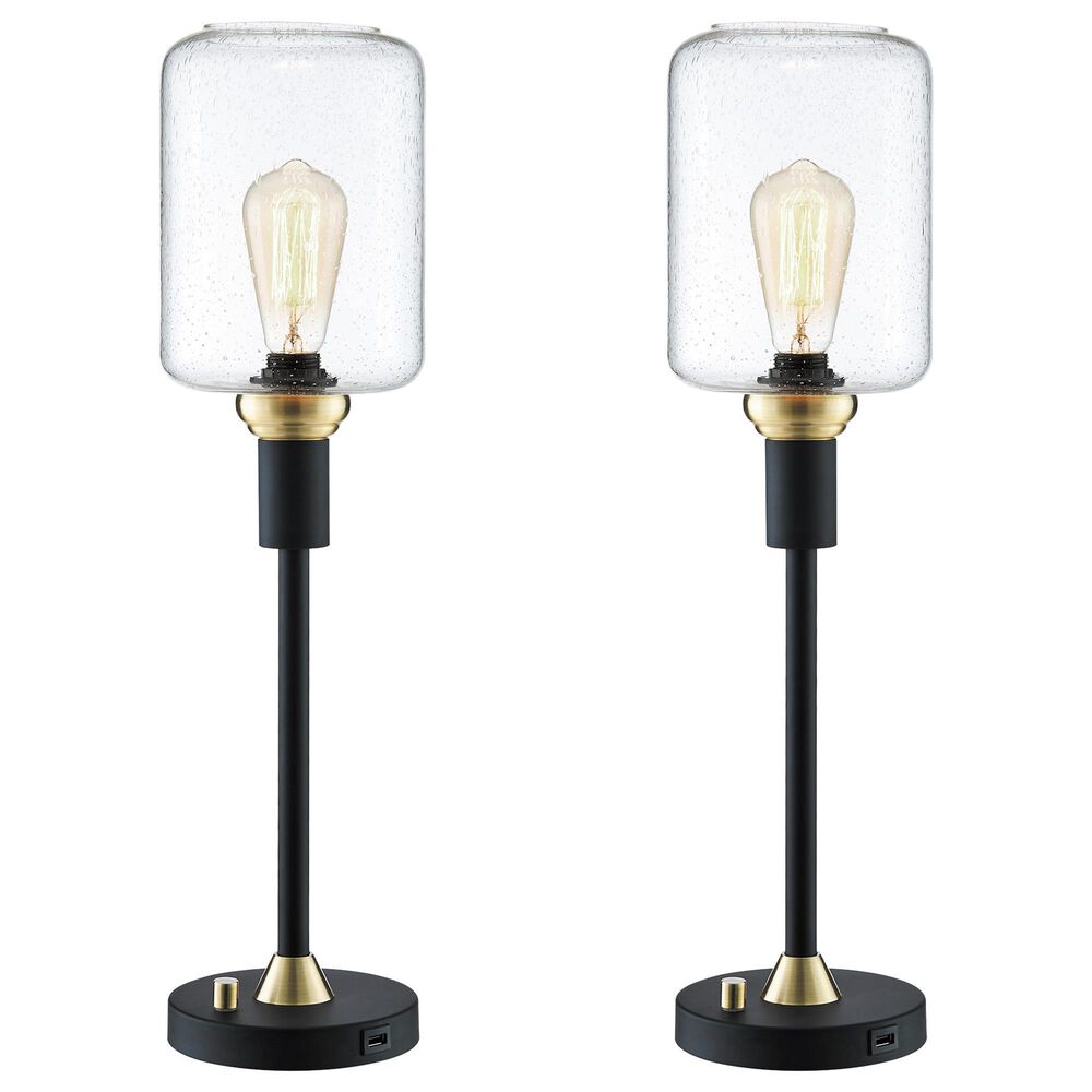 Lite Source Luken Table Lamp in Black and Antique Brass (Set of 2), , large