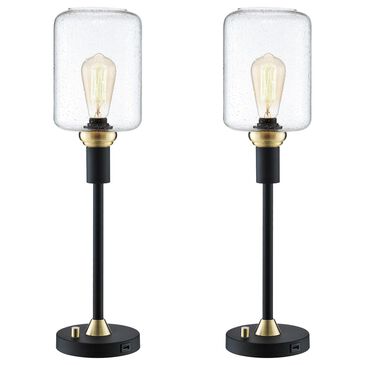 Lite Source Luken Table Lamp in Black and Antique Brass (Set of 2), , large