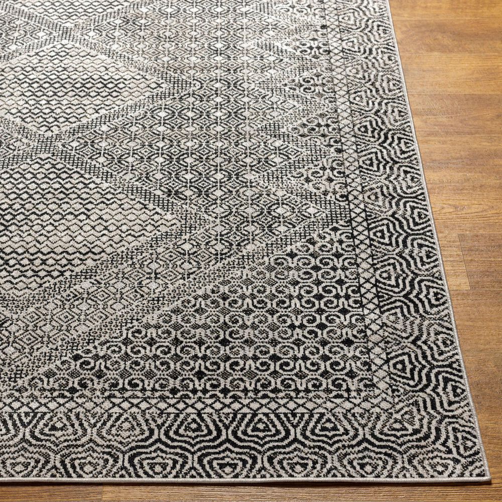 Surya Lavadora LVR2341 5&#39;3&quot; x 7&#39; Black, Gray and Light Gray Area Rug, , large