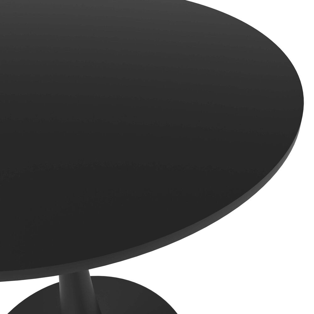 Leisuremod LeisureMod Bristol Mid-Century Modern Round Dining Table with a 31 Wood Top and Iron Pedestal Base with Gloss Finish for Kitchen and Dining Room, , large