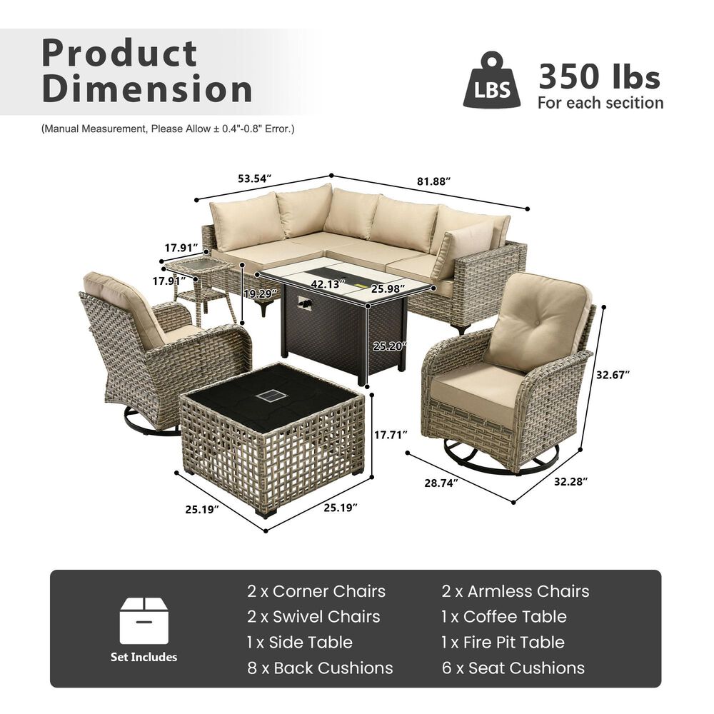 HOMLUX 9-Piece Patio Conversation Set in Beige, , large