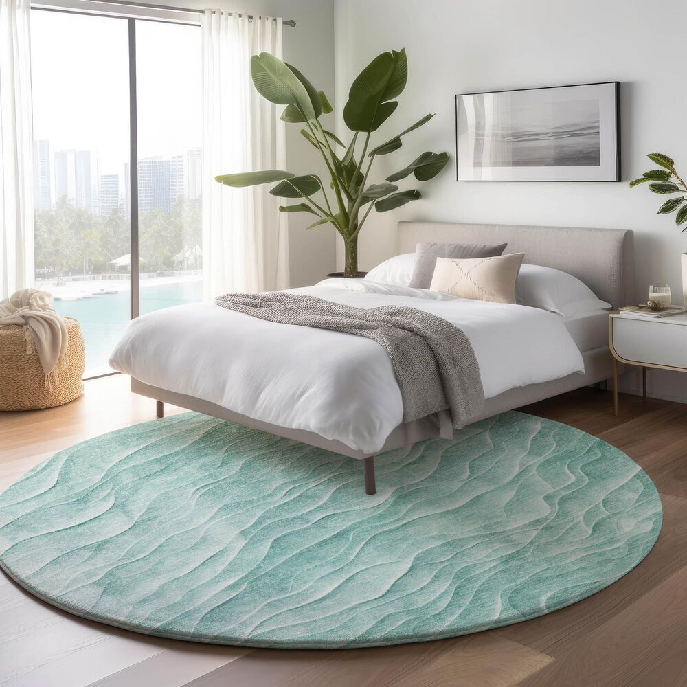 Dalyn Rug Company Pacifica PA1 8&#39; Round Aqua Area Rug, , large
