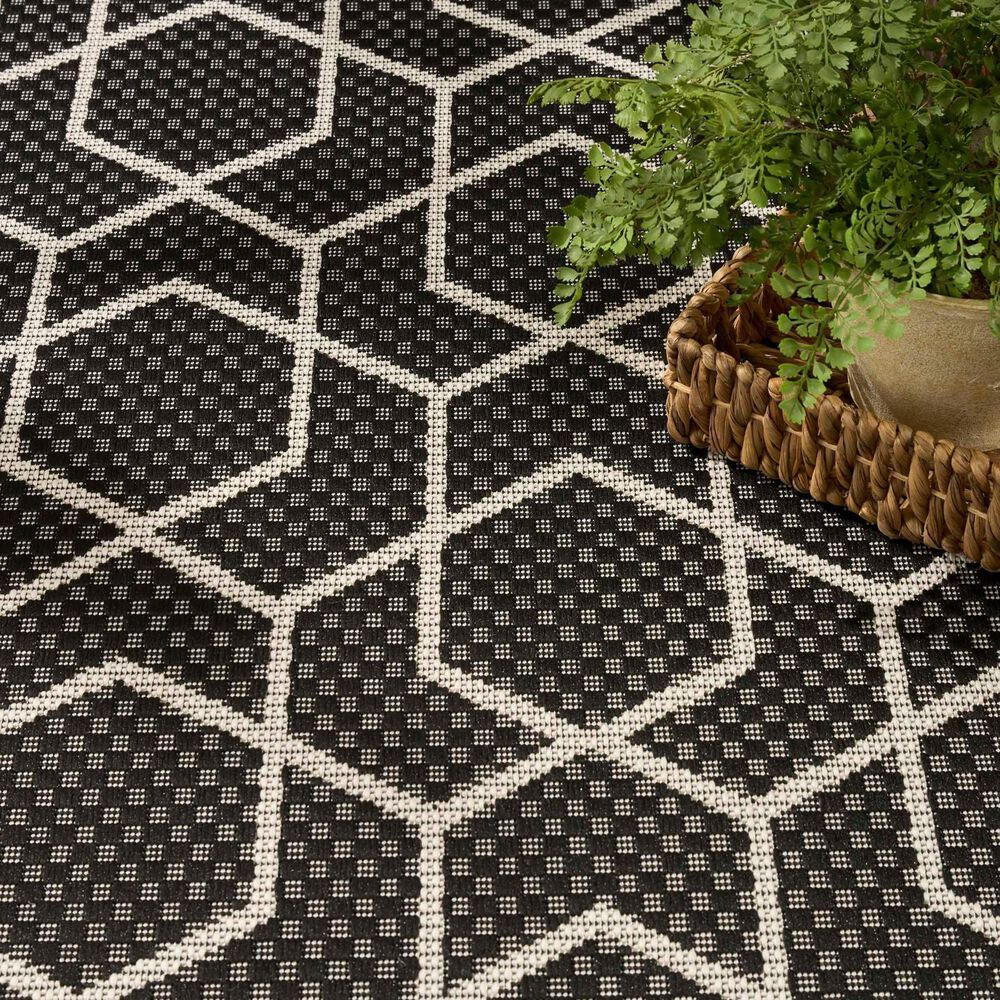 Nourison Horizon HOZ01 Black 3&#39; x 5&#39; Indoor/Outdoor Area Rug, , large
