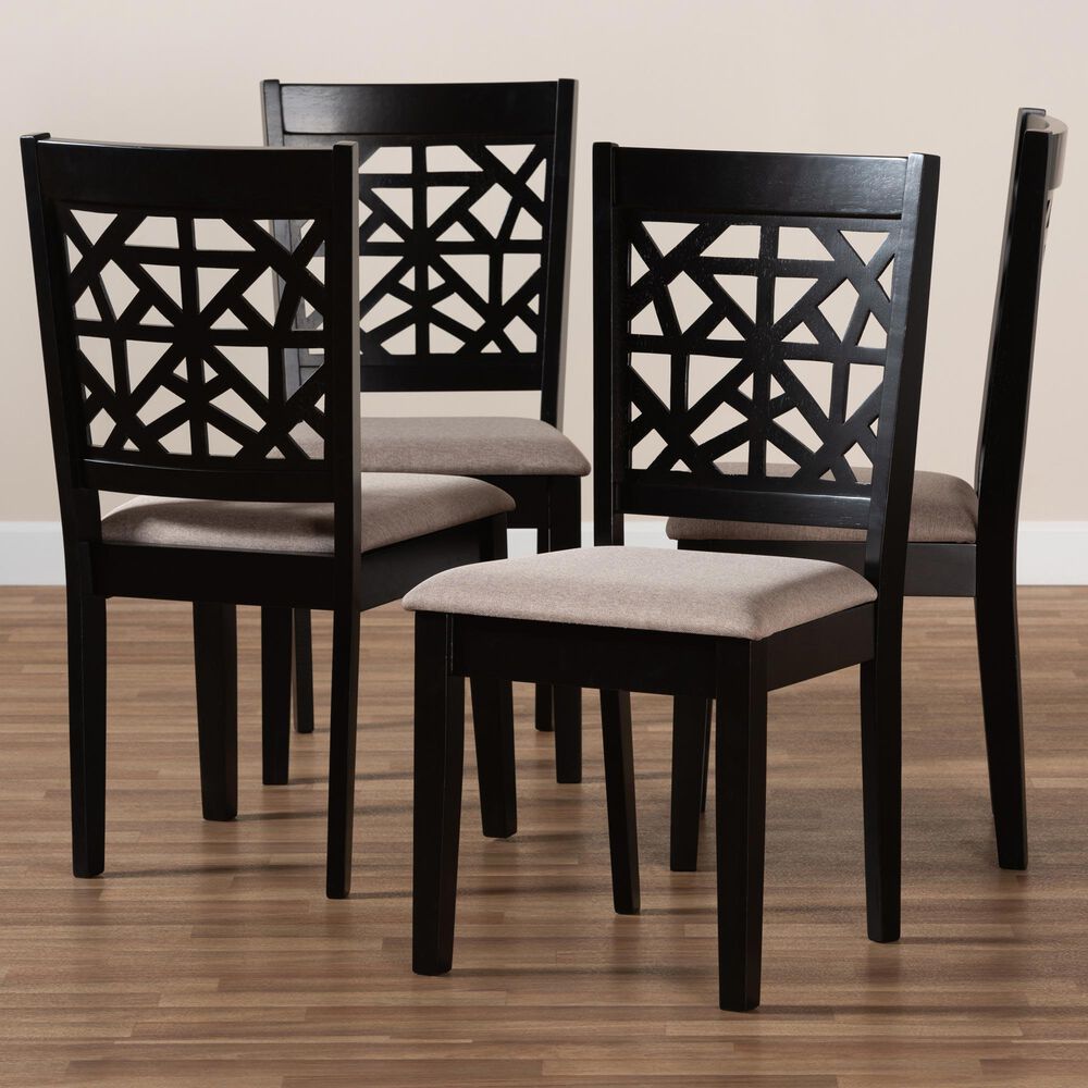 Baxton Studio Jackson Side Chair with Sand Cushion in Espresso Brown (Set of 4), , large