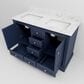 Lexora Home Dukes 48" Double Bathroom Vanity in Navy Blue with 2 cm White Carrara Marble Top and Rectangular Sinks, , large