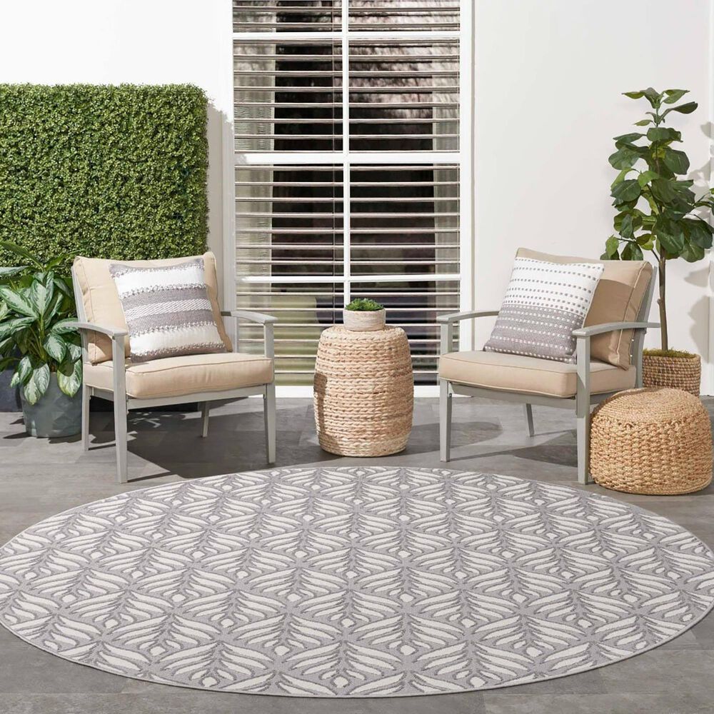 Nourison Aloha 7&#39;10&quot; Round Grey Indoor/Outdoor Area Rug, , large