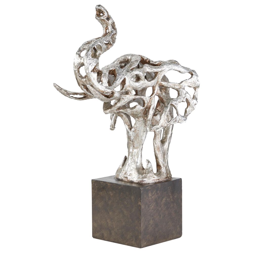 Maple and Jade 24" Eclectic Elephant Head Sculpture in Silver and Black, , large