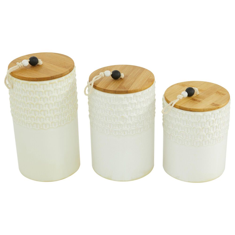 Maple and Jade Country Cottage Decorative Jar in White and Brown &#40;Set of 3&#41;, , large
