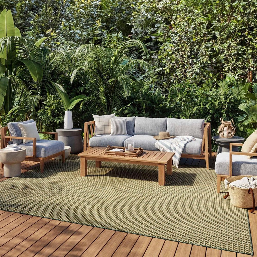 Nourison Courtyard Green 8&#39; x 10&#39; Indoor/Outdoor Area Rug, , large