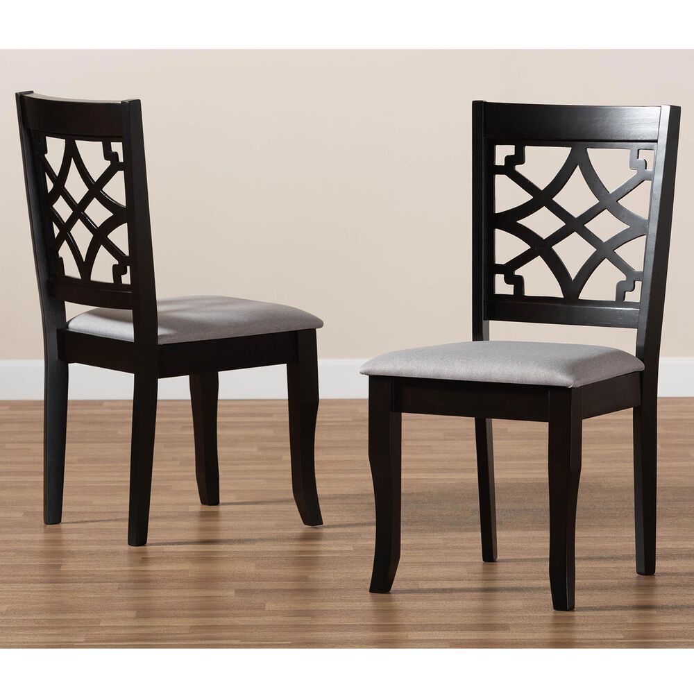 Baxton Studio Mael Dining Chair in Grey/Dark Brown (Set of 2), , large
