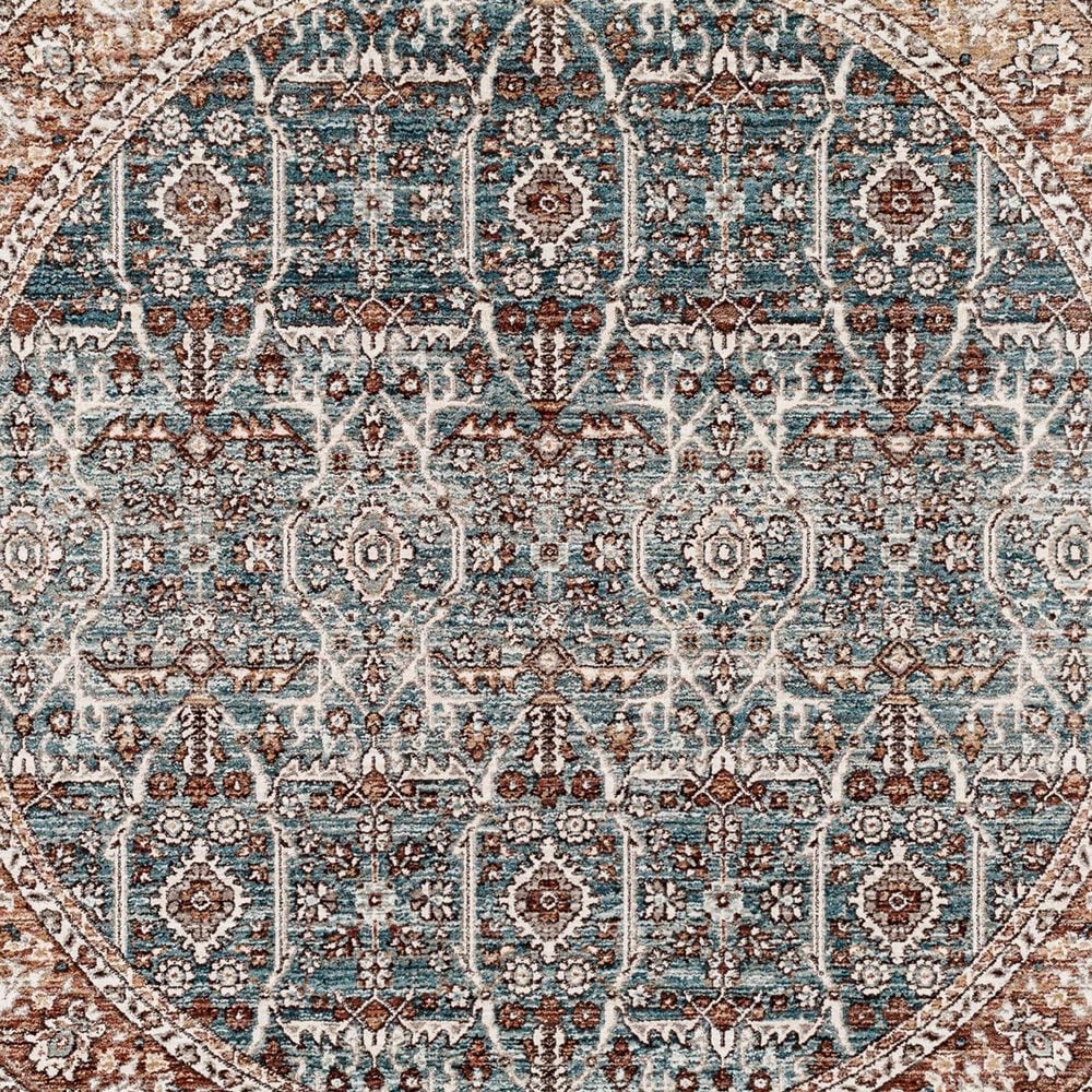 Surya Carlisle Oriental 5&#39;3&quot; Round Pale Blue, Dusty Pink, Medium Brown, Cream and Charcoal Area Rug, , large