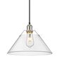 Golden Lighting Orwell 1-Light Wide Large Pendant with Clear Glass Shade in Pewter, , large