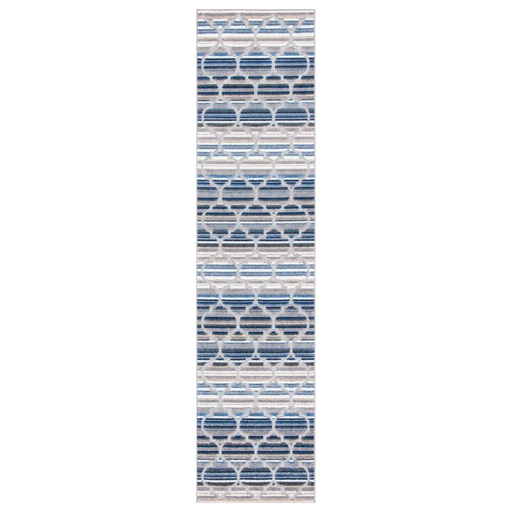 Safavieh Cabana CBN333M 2"2" x 11" Blue and Grey Indoor/Outdoor Performance Runner, , large