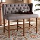 Baxton Studio Alira Bar Stool Bench with Grey Cushion in Walnut, , large