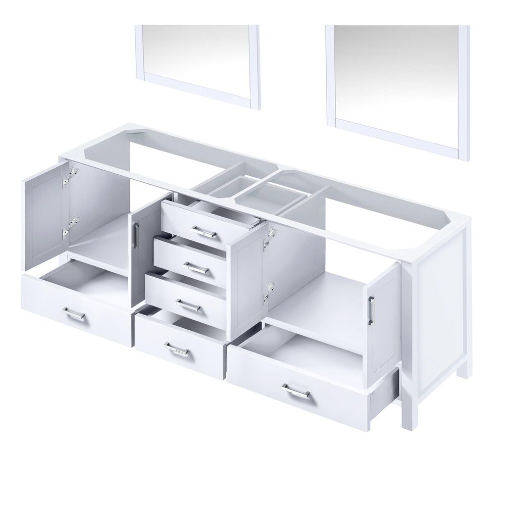 Lexora Home Jacques 80&quot; Double Bathroom Vanity Cabinet Only in White and 30&quot; Mirrors, , large