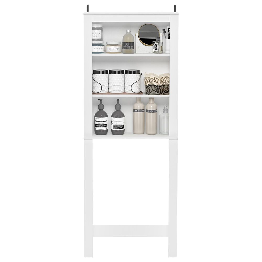 HOMLUX 63" Over the Toilet Storage Cabinet with 3 Open Shelve and Reinforced Leg in White, , large