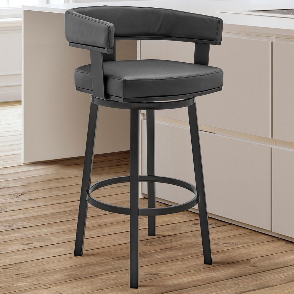 Armen Living Lorin 26" Swivel Counter Stool in Black, , large