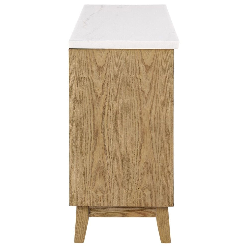 Furniture of America Nayel 3-Door Genuine Marble Top Server in Natural, , large