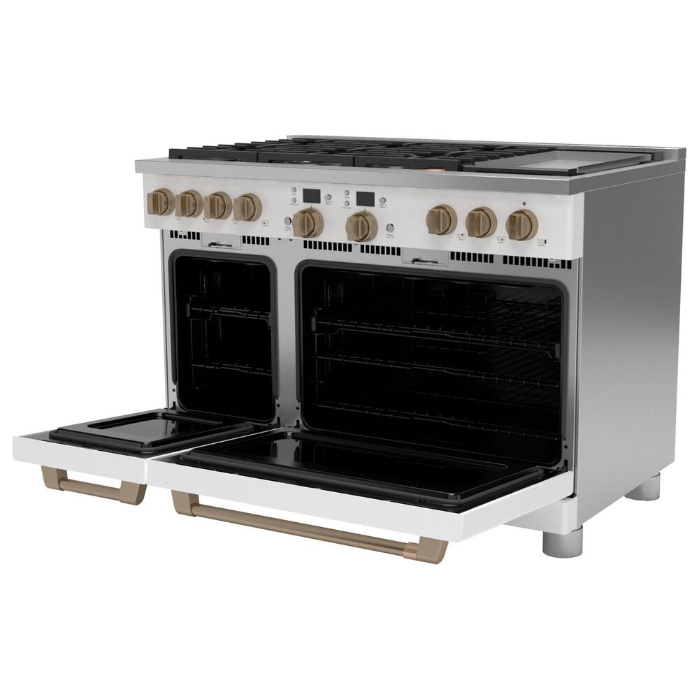 Cafe 8.25 Cu. Ft. Freestanding Dual Fuel Range with Double Oven in Matte White and Brushed Bronze, , large