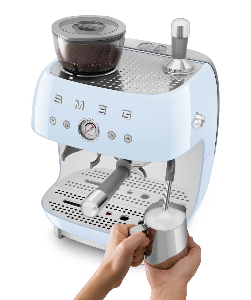 Smeg Smeg Espresso Coffee Machine with Grinder, Pastel Blue, , large