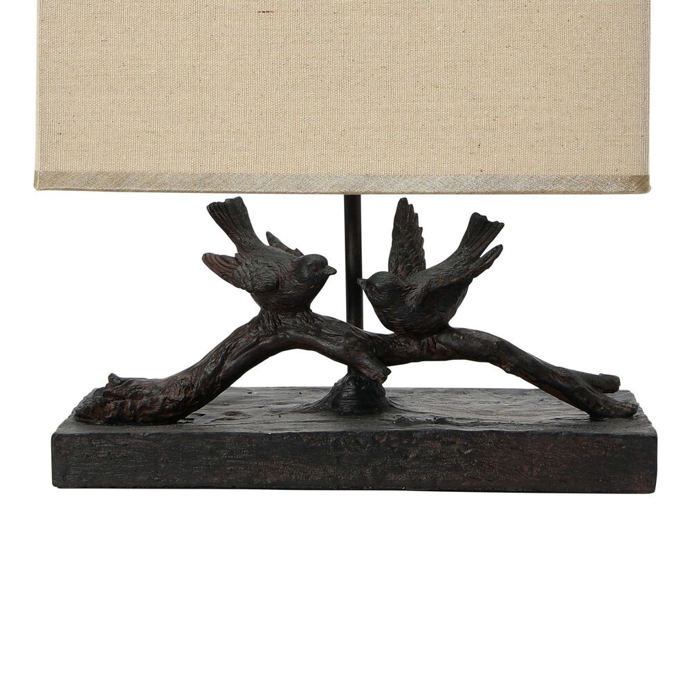 Creative Coop Bird Table Lamp with Rectangle Shade in Black, , large