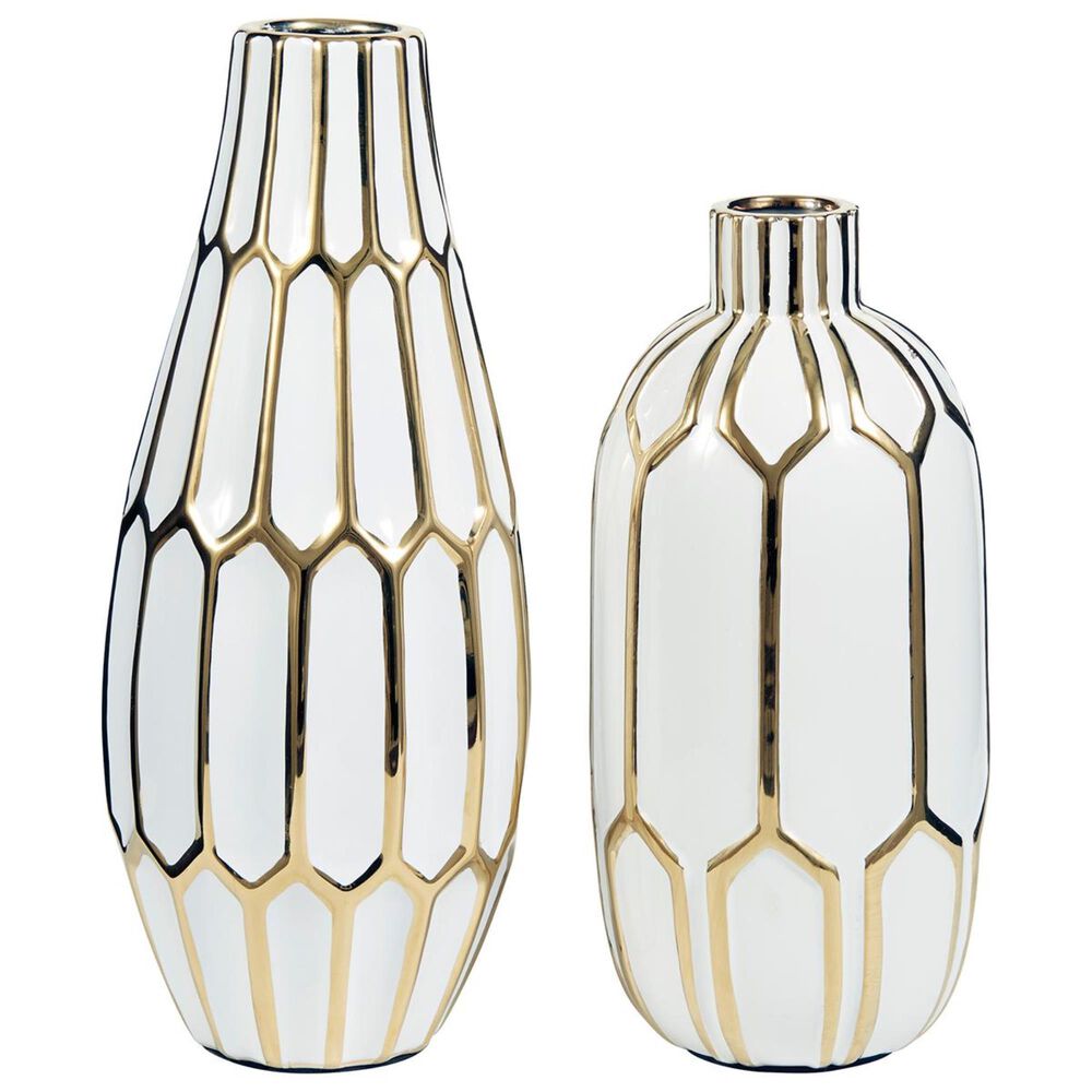 Ashley Mohsen Vase Set in Gold/White (Set of 2), , large