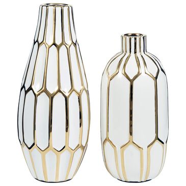 Ashley Mohsen Vase Set in Gold/White (Set of 2), , large