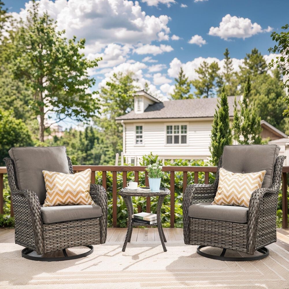 Sunwell Garden 3-Piece Patio Chat Set in Gray, , large
